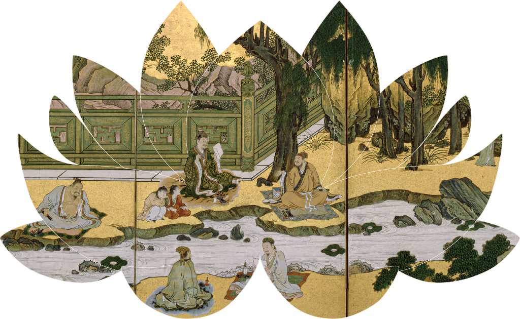 兰亭曲水图屏风